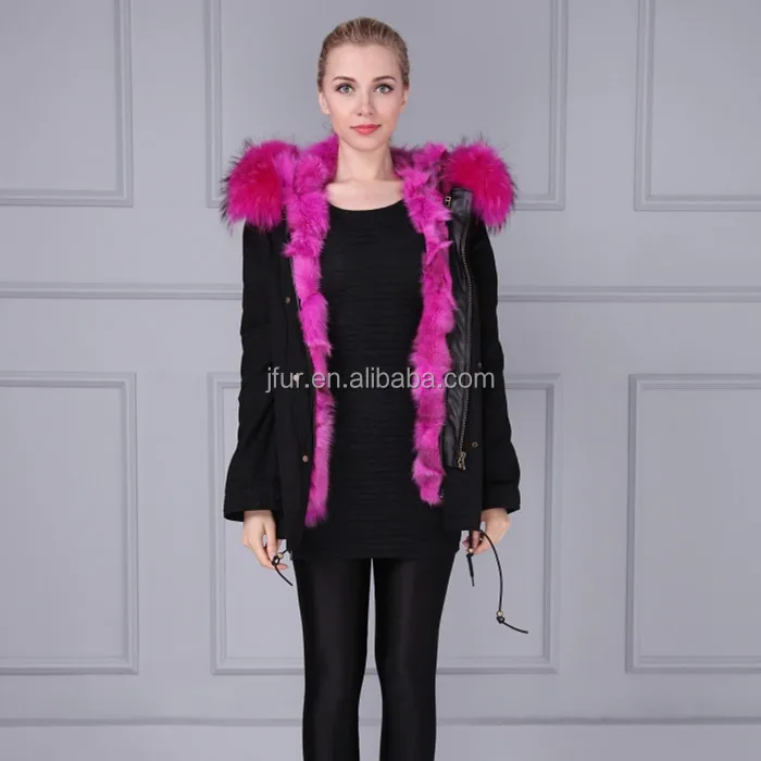 Top di Alta Qualità Delle Signore Cappotti E Giacche Donna Nero Pelliccia di volpe Foderato Parka Cappotto