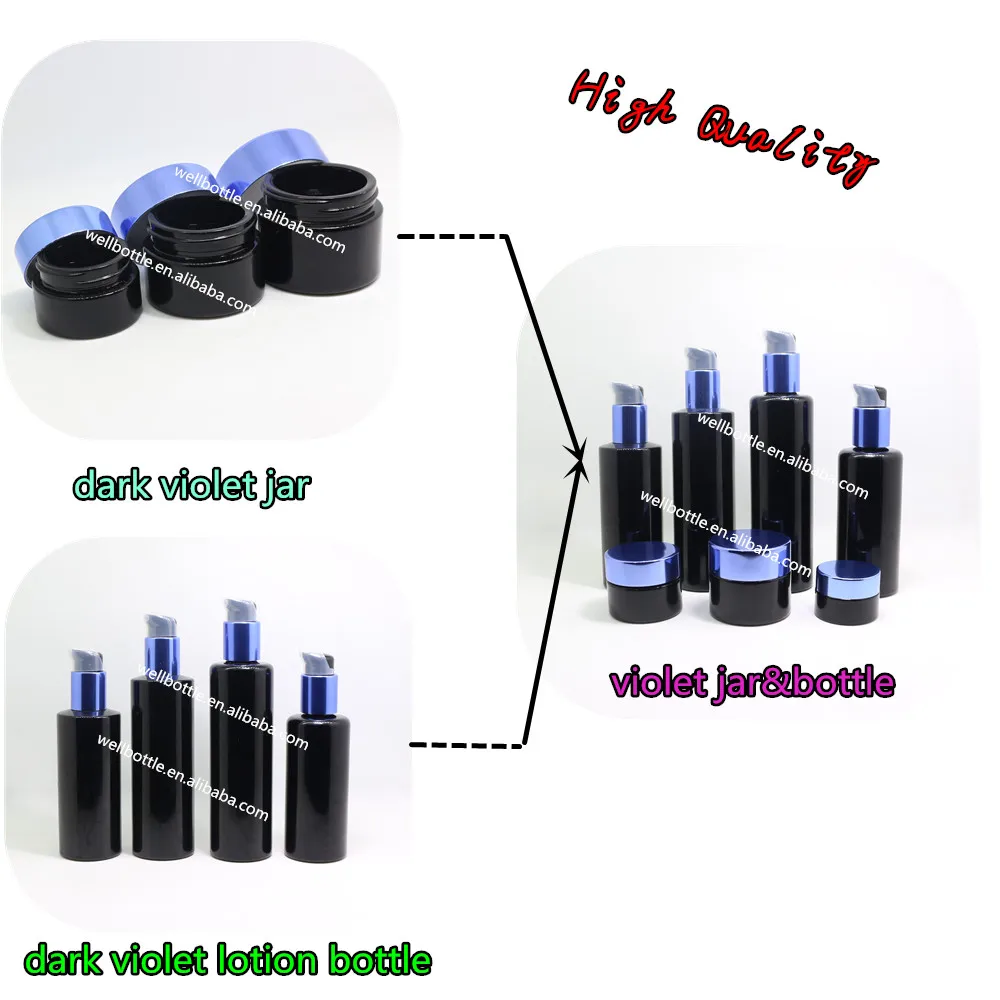 5ml 15ml 30ml 50ml 100ml uv dark violet glass bottles with gold lid VJ-0185RL