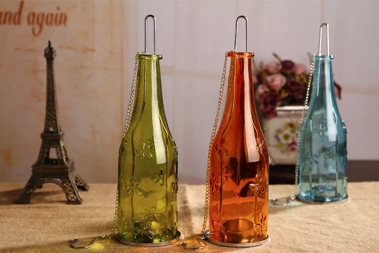 European zakka glass candle holder glass bottle home decoration printing wedding festival