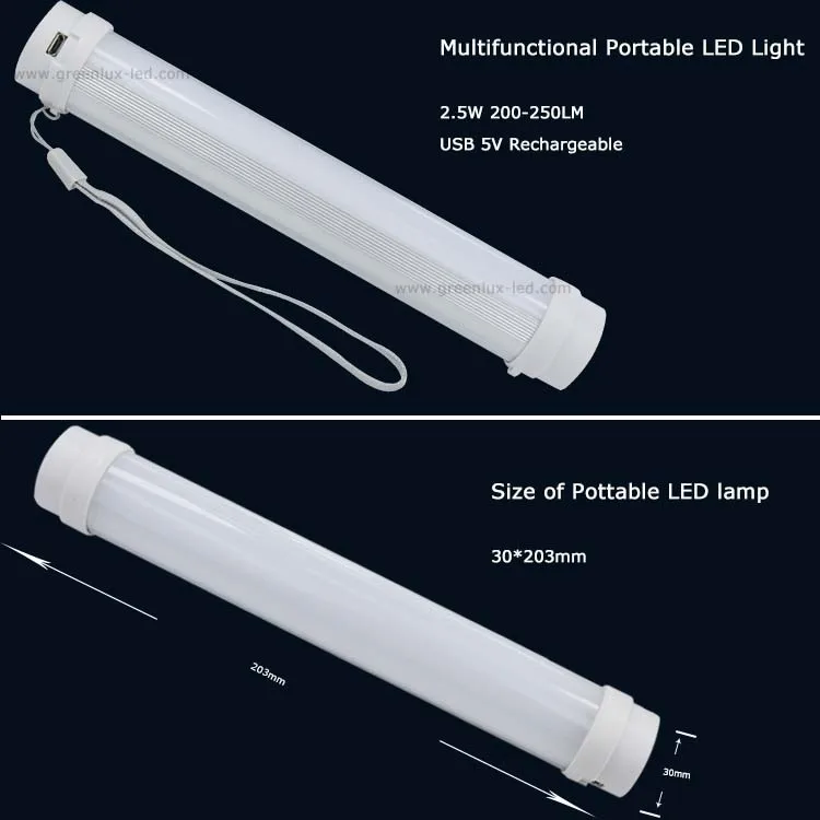 2016ホットusb充電式ポータブルミニledキャンプチューブライト6000 k-6500 k用laybag、キャンプ仕入れ・メーカー・工場