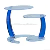 Lucite blue acrylic console coffee table with round table top acrylic side table