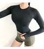 Seamless Fitness Crop Tops Women Quick Dry Slim Fit Workout Gym Shirts Long Sleeved Camisas Mujer Fitness Tops with Thumb Holes