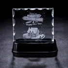 3D Laser Engraved Crystal Cube of Engraving for Christmas gift