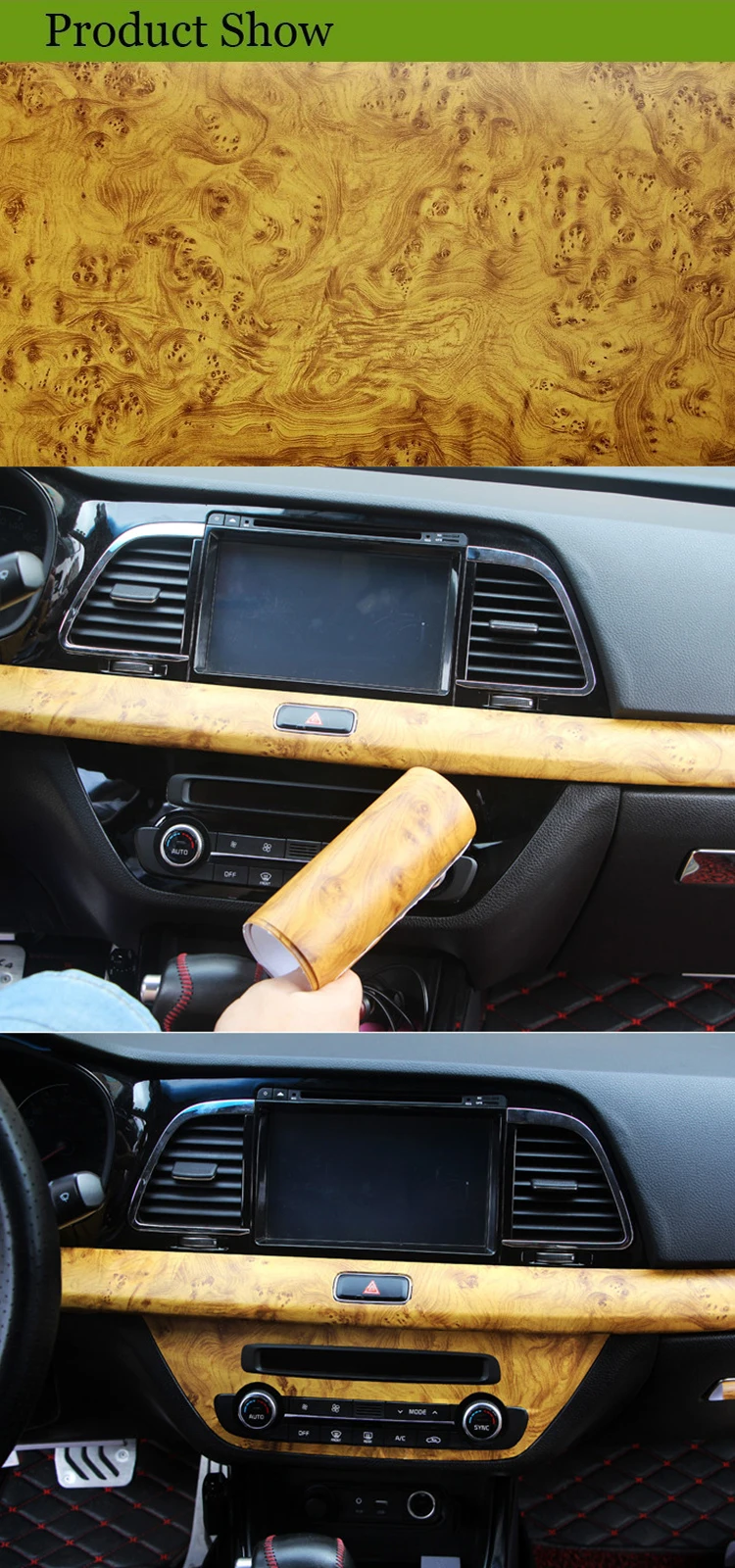 Wood Grain Vinyl Wrap Car Interior Decal High Glossy Self Adhesive Vinyl Decoration View Wood Car Interior Vasin Product Details From Dongguan Vasin