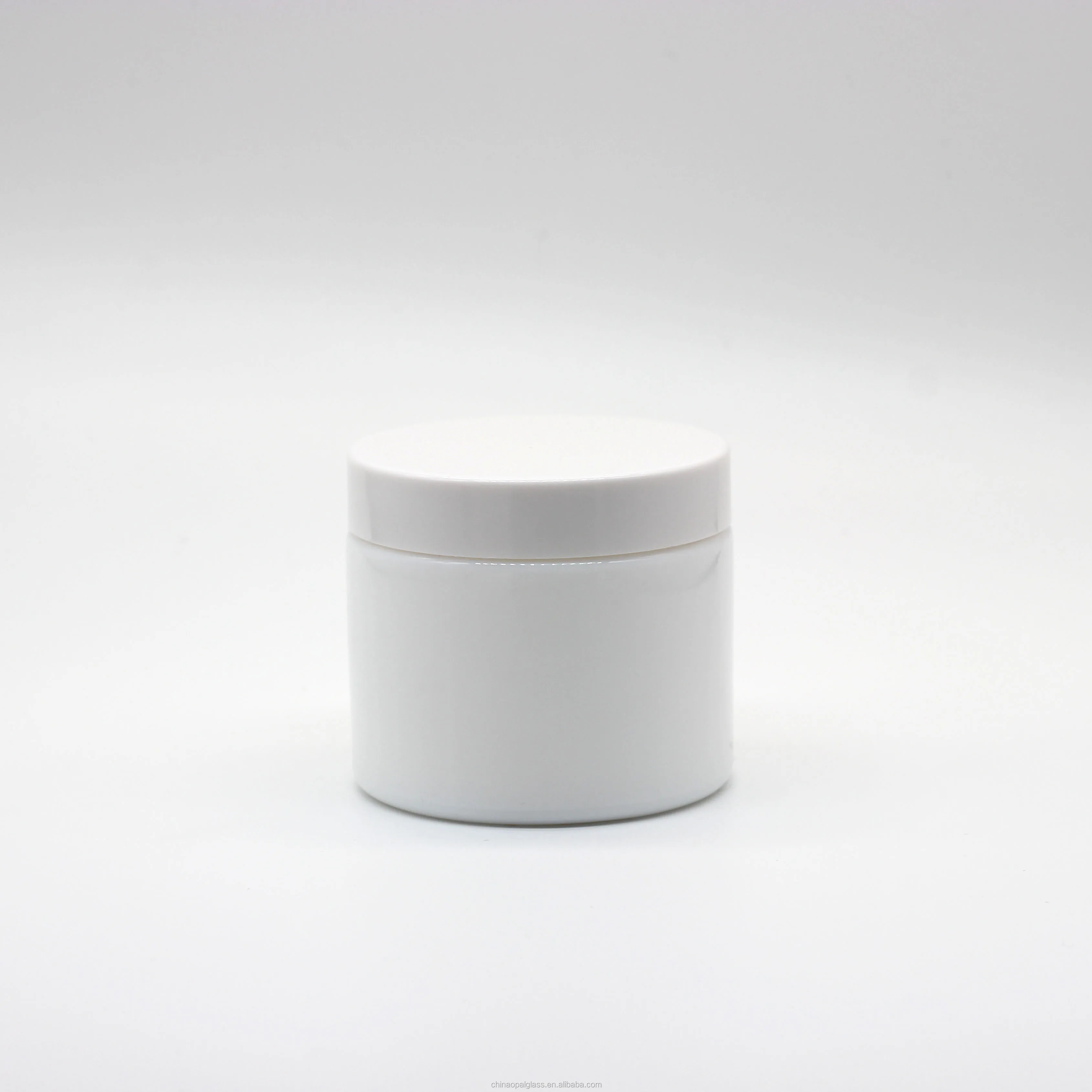 100g round white opal glass cream jar cosmetic with plastic lid