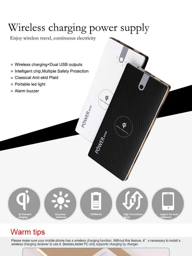 New Hot 20000 mAh Power Bank QI Universal Portable Smart Pad Wireless Charger Charging Pad with USB port - ANKUX.COM