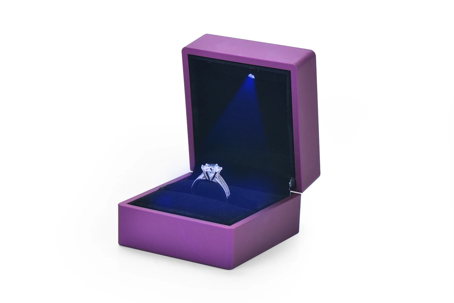 luxury custom logo ring velvet jewelry led packaging gift box
