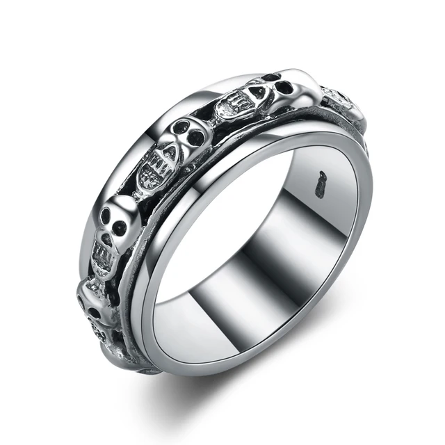 Fashion jewelry brass / s925 cool punk retro style personalized devil skull ring for men