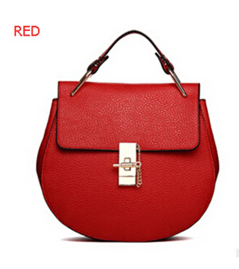 2015 Hot Women Messenger Bag Summer Leather Small Drew Chains Bag Lady Shoulder Bag Circular Crossbody Bags Pig Style 20 Colors