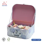 Cardboard paper suitcase gift box with a metal handle, decorative suitcase flower box, suitcase shaped gif box