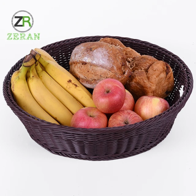 round fruit and bread display plastic rattan baskets wholesale