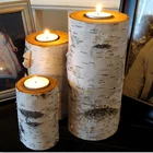 wholesale decoration home party used tealight natural birch wood candle holders