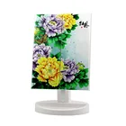 Tri-Fold Lighted Vanity Makeup Mirror 180 degree Adjustable LED Lights Touch Screen
