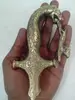Vintage Old Brass Inlay Carving Sword Handle /Hilt, Tiger Hunting Dear