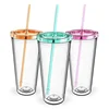 PP plastic drinking cup with straw reusable printing clear custom plastic cup