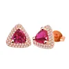 Red Zircon Garnet Plated S925/Brass Triangle Design Stud Earrings Gifts For Any Occasions