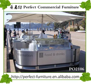 stainless steel food counter bubble tea kiosk crepe stall with