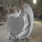 Cheap Grey Granite Angel Wings Tombstone