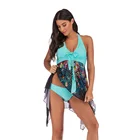 Best seller Women Slim Bright color Conservative Irregular Print Halter Add strappy Bikini Set swimwear 6 color biquinis