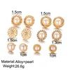 2019 New Simple Design Flower with Diamond Earrings Set Stud Female Boho Gold Pearl Pave Crystal Earring