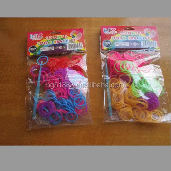 2014 fashion design diy colored rubber loom bands bracelet