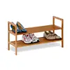 Simple 8 pair 2 tier stackable bamboo shoe rack small