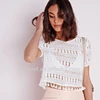 New arrival fashion white short sleeve crochet tops for women summer from guangzhou women apparel supplier