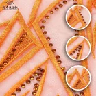 Custom wedding tulle dress orange beaded sparkly tulle embroidery stone lace fabric