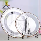 rose gold color rim beaded glass charger plates wholesale