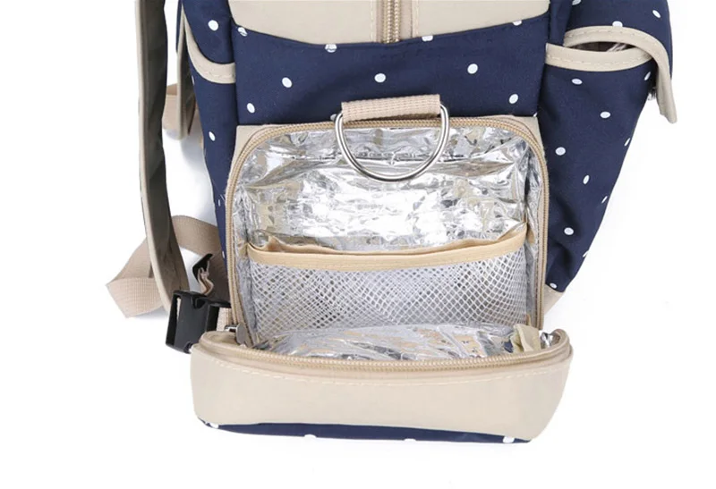 5 PcsSet Baby Diaper Bag Large Capacity Oxford Dot Nappy Backpack Waterproof Mummy Maternity Nursing Designer Mochila BB6019 (26)
