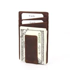 Wallet Money Wallet Money Clip Men's Slim Leather Wallet RFID Bollocking Magnetic Money Clip Card Holder