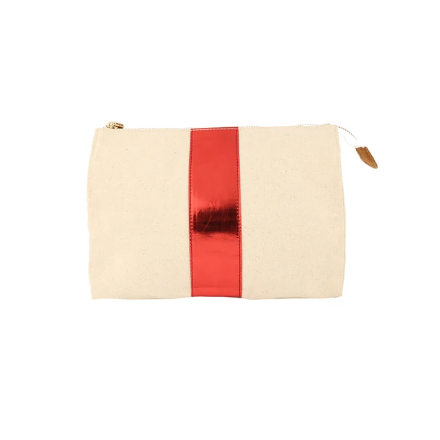 nature color small zipper organizer cosmetic bag cotton canvas
