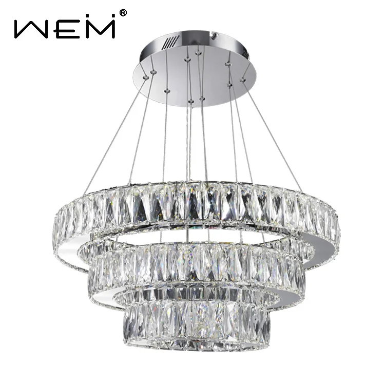 Grand anneau lustre lumière moderne Contemporain à 3 Niveaux LED Pendentif En Cristal lampe Lustre pour L'éclairage de Projet
