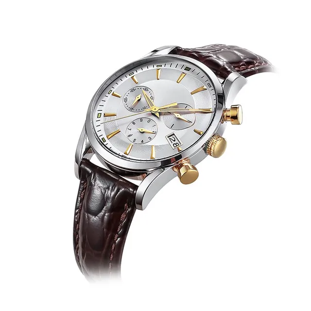 2017 OEM waterproof men watch with leather band