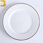 6"8"10"12" 4 pcs plate set catering restaurant white bone china gold rim weddings wholesale cheap bulk ceramic dinner plates