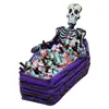 Halloween skeleton coffin inflatable ice bucket for pool floating drink fruit cool box Inflatable serving bar salad ice tray