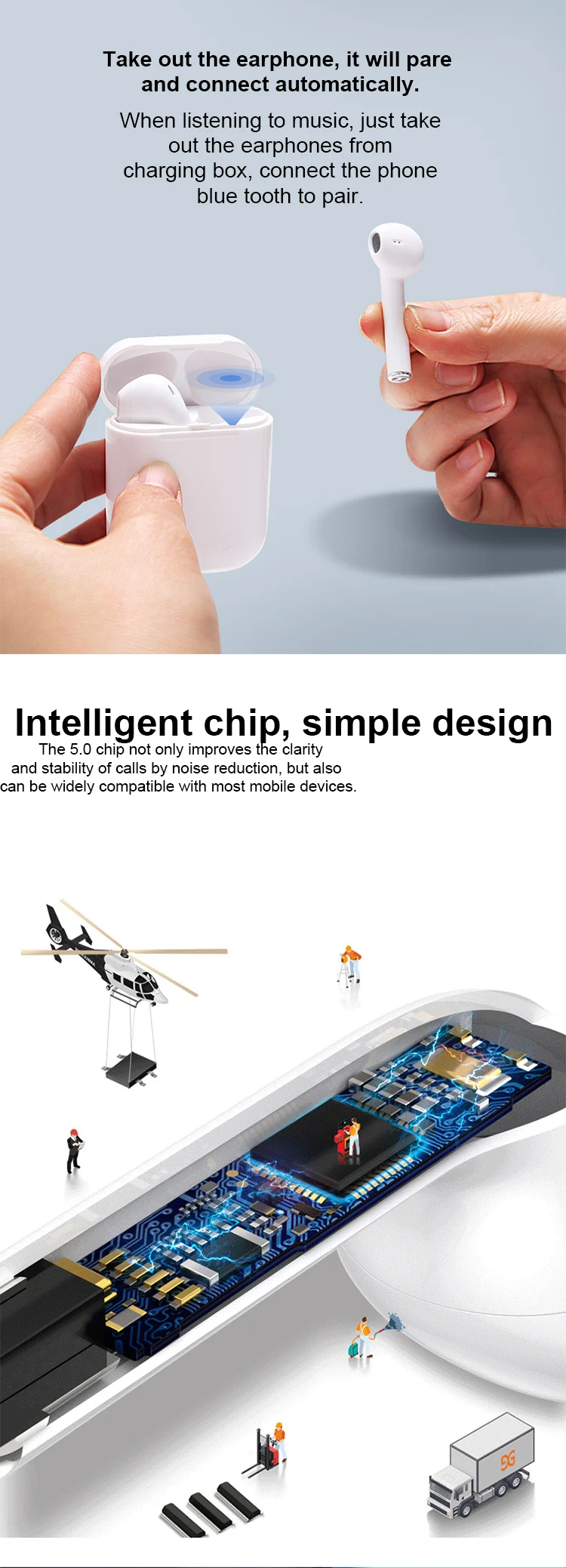 2019 New Hot selling 5.0 TWS stereo earbuds i11 tws, i11 with charging case wireless headphone sport earphone auto paring - ANKUX.COM
