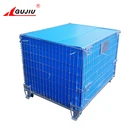 Industrial galvanized stackable collapsible foldable steel PET preform cap storage wire mesh container cage