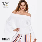 MOQ 2pcs formal sexy slash neck women off shoulder tops with long sleeve