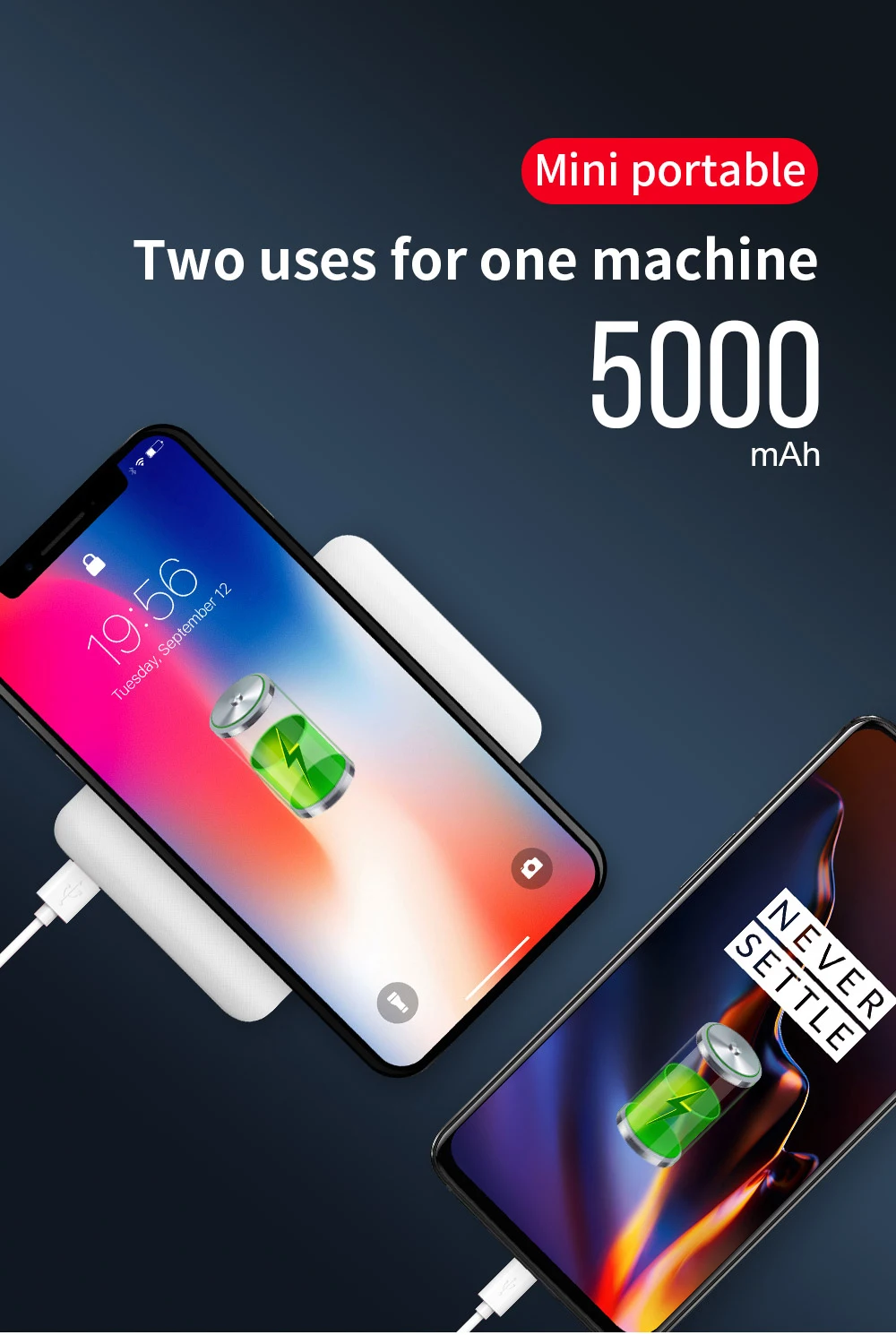 Mini power banks 5000mAh wireless powerbank for smartphone - ANKUX.COM