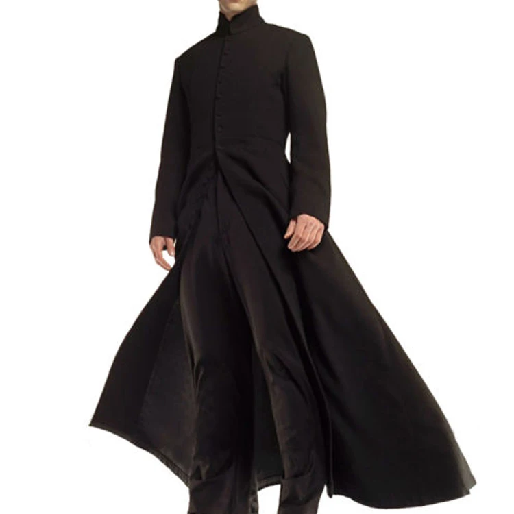Rekabetçi fiyat erkekler gotik deri uzun kış ceket