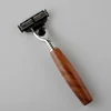 Classical laser custom good price wood handle barber straight mens 3 blades hot sale shaving safety razor