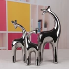 wholesale ceramic porcelain silver decorative giraffe statue for cheap
