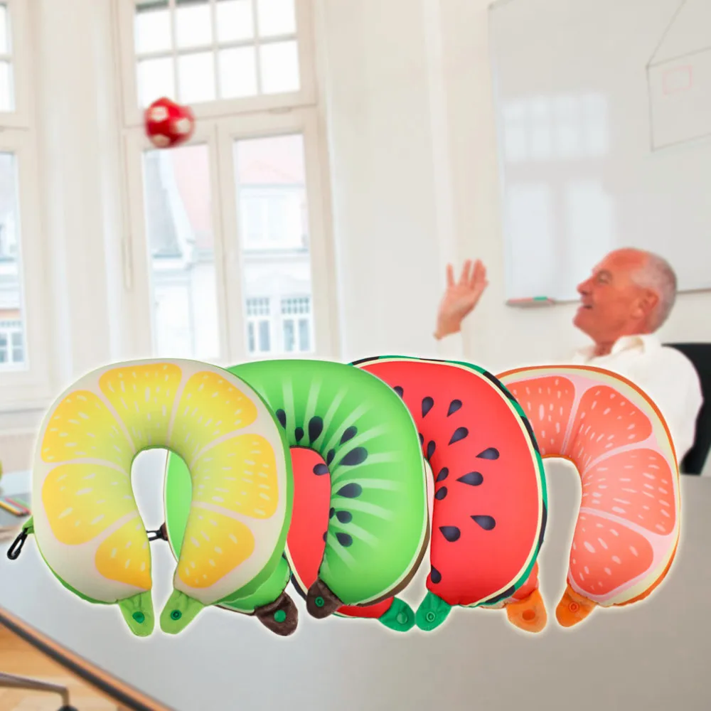 Fruit U Shaped Pillow Cushion Nanoparticles Neck Pillow Car Travel Realxation Pillow Watermelon for Office Home Gift