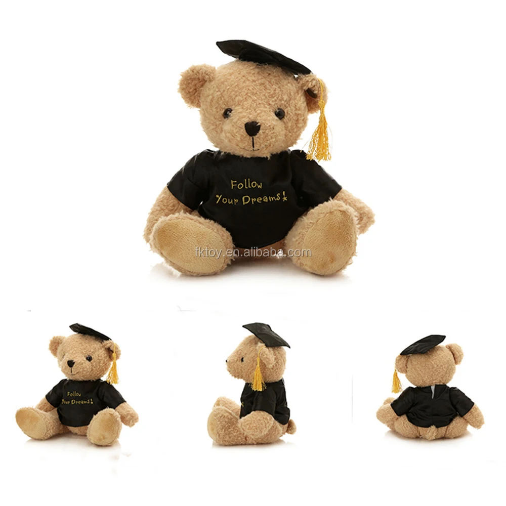 plush graduation teddy bear with cap / stuffed graduated animal