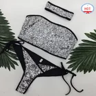 Guangzhou Swimwear Private Label OEM custom bathing suits Sexy Sequins shining strapless bottom side knot Pink luxury bikini
