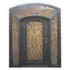 Wrought iron wine cellar door with locks with sidelights