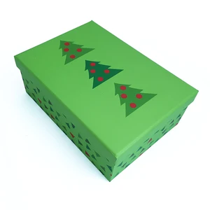 custom green color printed paper gift packaging two pieces box