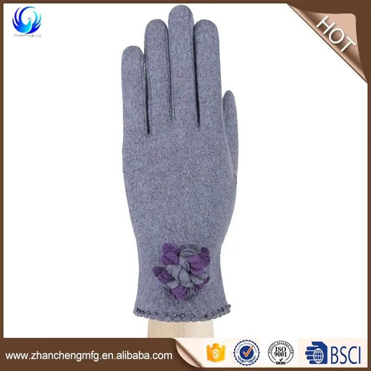 Elegant ladies high quality winter wool gloves for touch screen
