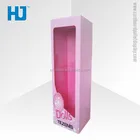 Foldable Pink card Paper Box For Doll Toy Gift, Hard Paper Packaging Box with window